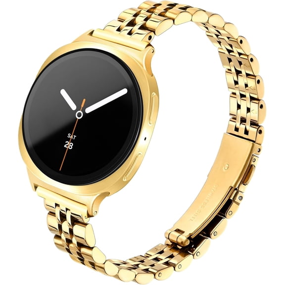 PINHEN Slim Stainless Steel Band for Samsung Galaxy Watch 9/8 40mm 44mm, Galaxy Watch8 Classic 46mm, Thin Dressy Metal Replacement Bracelet for Women, Gold
