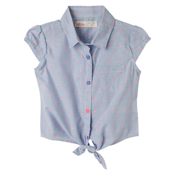 Offcorss - OFFCORSS Toddler Girls Kids Sleeveless Collared Shirt Knot ...