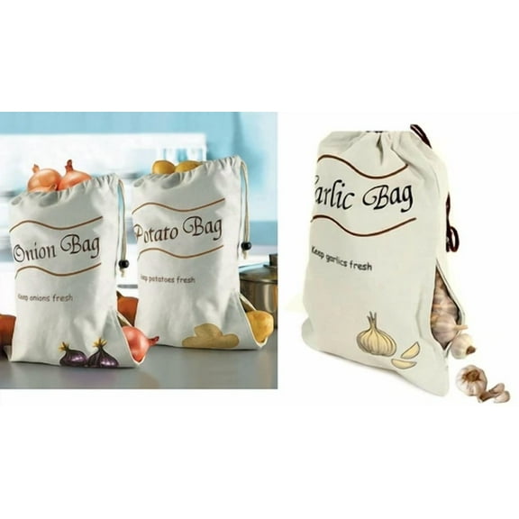 3 Pack Onion Potato & Garlic Storage Bags Keeps Them Fresher Longer
