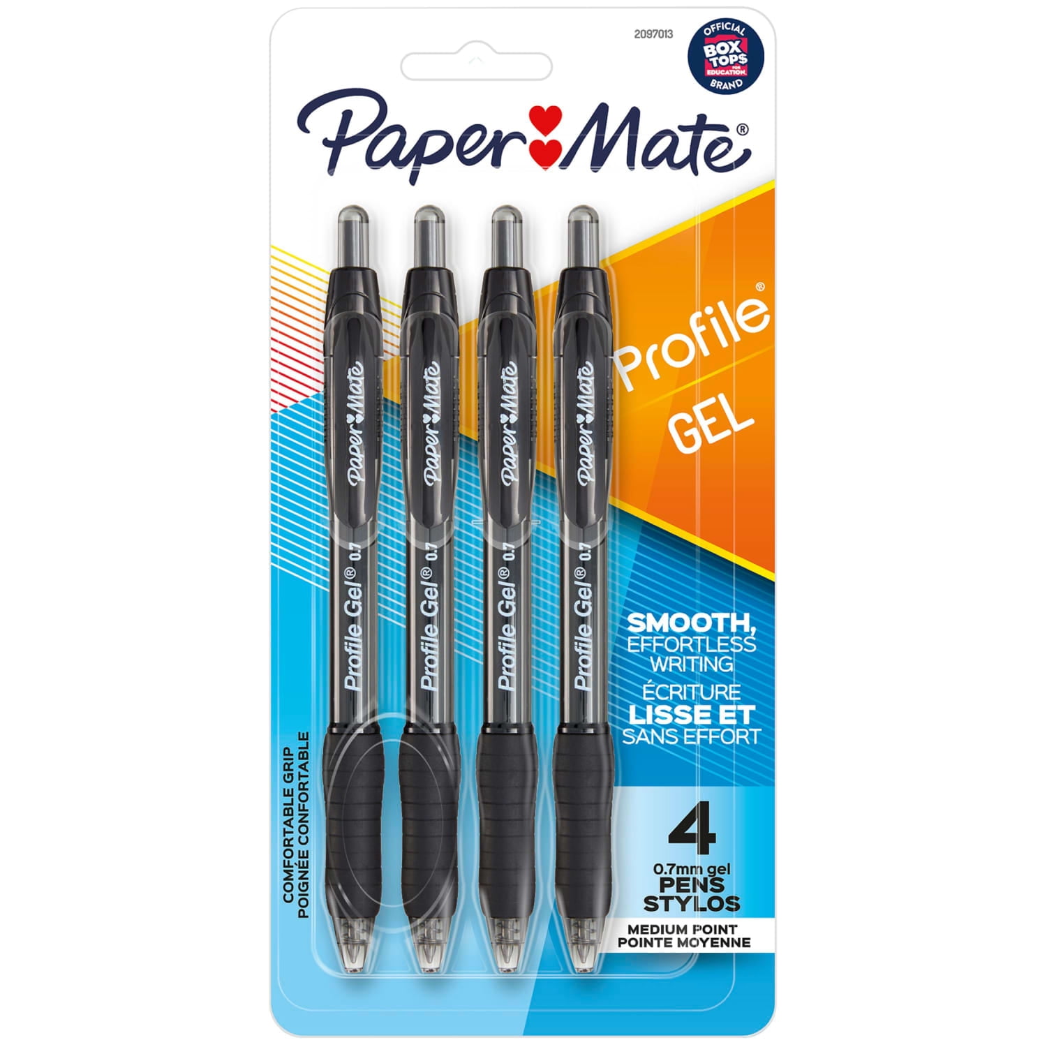(2 pack) Paper Mate Profile Retractable Gel Pens, 0.7 mm, Black, 4 Count