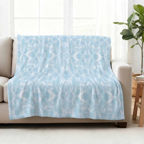Fleece Blanket Minimalist Abstract White Ripple Striped Blankets,Soft Cozy Warm Flannel Throw Blanket,Simplistic Art Blanket for Bed Couch Sofa 50x60in