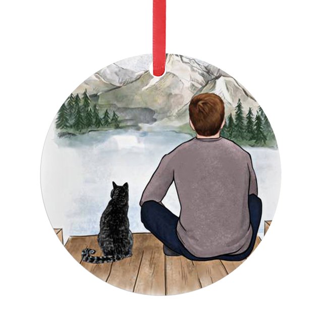 Hot6sl Liquidación de Ahorros de Verano Colgante Navideño Personalizado de Niña y Perros con Arte de Hierro, Decoración Navideña