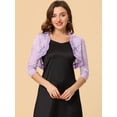 thumbnail image 2 of INSPIRE CHIC Women's Elegant Ruffle Collar Front 3/4 Sleeve Lace Shrug Top, 2 of 6
