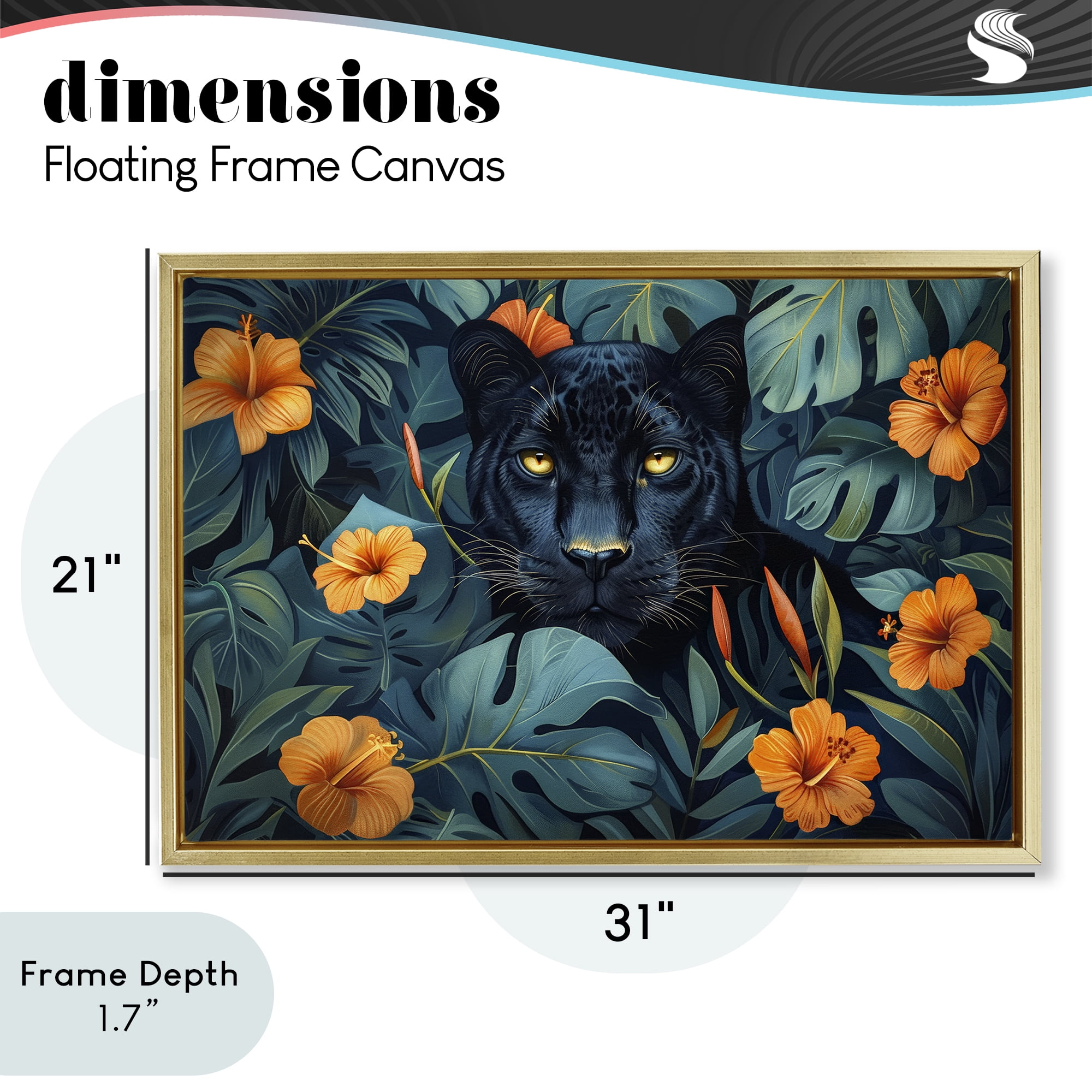 Stupell Industries Hiding Panther's Paradise Gold Framed Floater Canvas Wall Art, design by Ray Powers