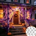 thumbnail image 4 of Tuvgenk Stretchable Halloween Spider Web 78x39 Inch Cotton Mesh Decor with 20 Plastic Spiders for Indoor Outdoor Party Scene Display Purple, 4 of 6