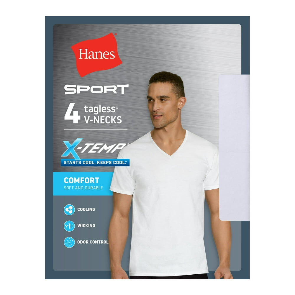 Hanes Ultimate® Men's XTemp® Sport VNeck Undershirt 4Pack Walmart