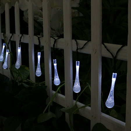 Red White And Blue Patio Lights Sunnydaze 20-Foot Outdoor Hanging Solar String Lights LED 30-Count, Water Drop Patio Lights, White ()