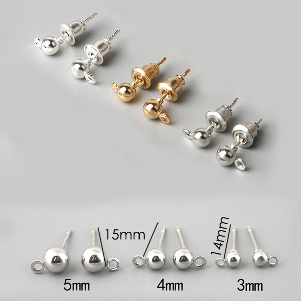 ZUARFY 50 Sets Earring Studs Ear Pin Ball Post with Earring Backs DIY Jewelry Findings - image 2 of 19