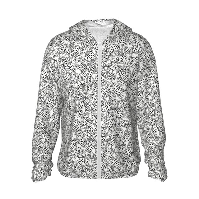 Fotbe Dice Cubes Chaqueta con Protección Solar UPF 50+ para Hombre y Mujer, Camisa con Capucha y Bolsillos-Medium