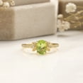 thumbnail image 3 of 925 Sterling Silver 14K Yellow Gold Oval Shape Created Peridot Cubic Zirconia Engagement Ring for Women, 3 of 5