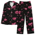 thumbnail image 4 of Lenpel Women's Pajama Sets Long Sleeve Button down Valentine's Day Printed Sleepwear Shirts Pants 2 Piece Lounge Set, 4 of 7