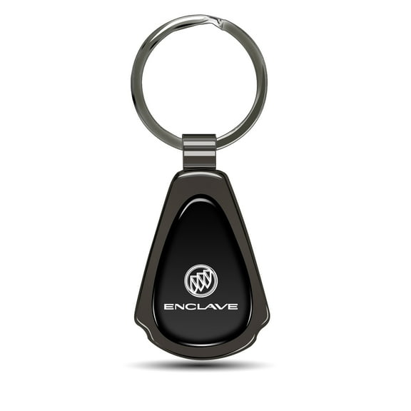 iPick Image for Buick Enclave Black Dome Gunmetal Black Metal Teardrop Key Chain, Official Licensed