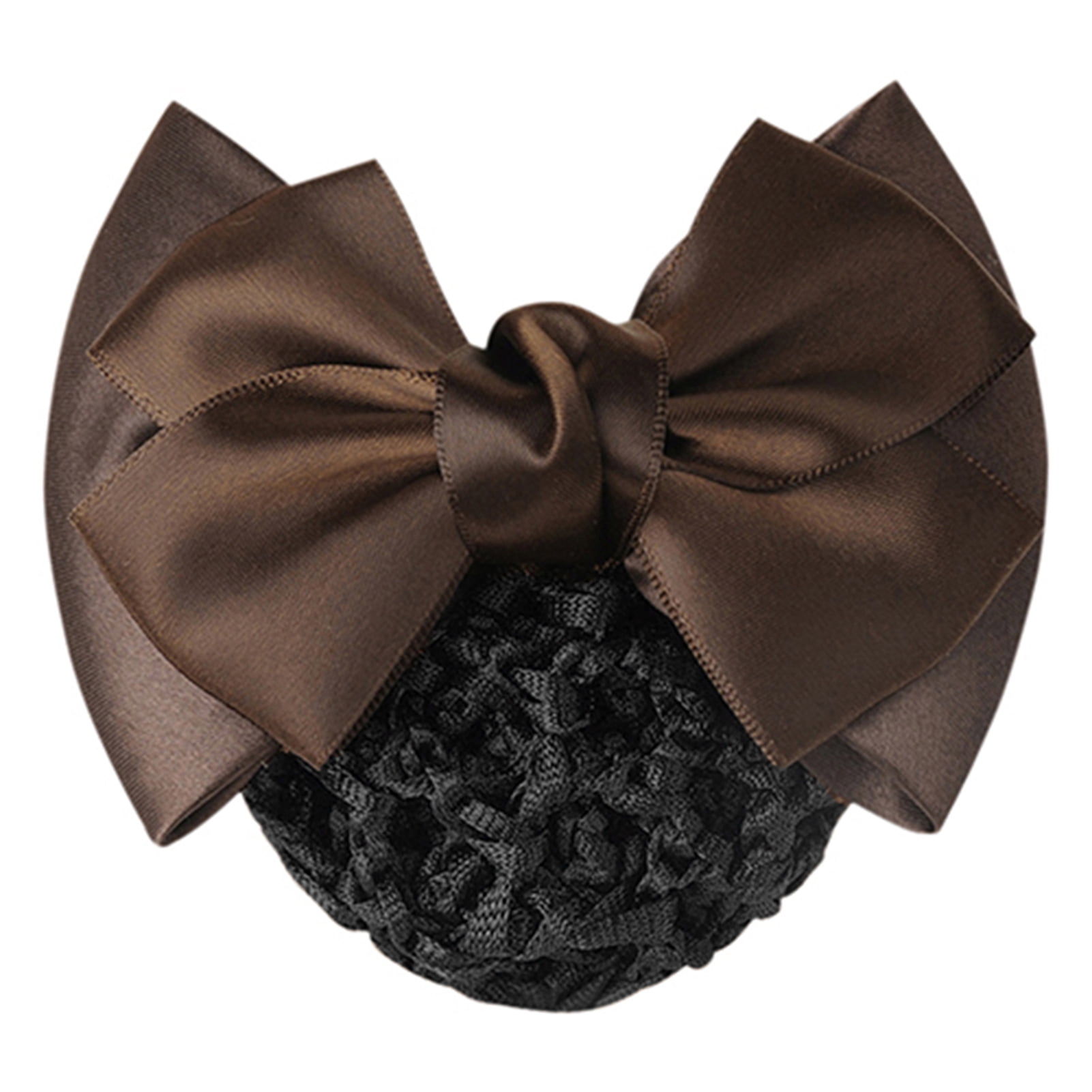 NEW Women Satin Bow Hair Clips with Snood Net Barrette Bun Cover Assorted Colors 