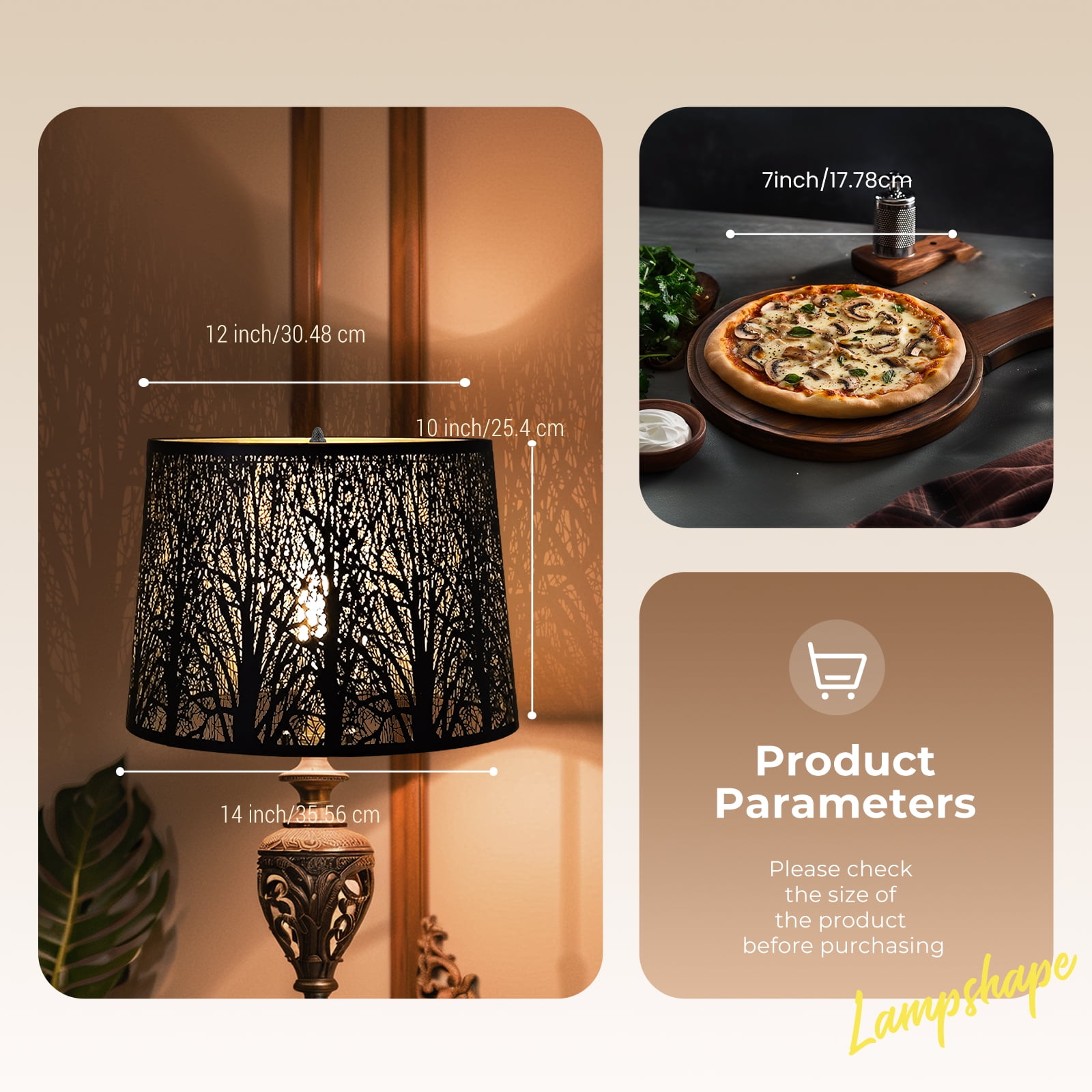 Large Drum Lampshade Cover For Floor Lamp Shade,SWAIFDEE Metal Black Lamp Shade For Table Lamp(Spider) 12x14x10in High