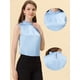 thumbnail image 2 of Top Allegra K Satén sin mangas verano volantes cuello parte delantera plisada Mujer Cielo azul S, 2 of 4