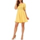 thumbnail image 1 of Vestido Floral con Cuello Corazón y Mangas Abullonadas para Mujer, con Cintura Fruncida y Dobladillo Rizado, Talla XL, Amarillo, 1 of 6