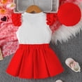 thumbnail image 5 of Caqnni Toddler Girls Summer 2Pcs Outfits Set, Cute Flower Short Sleeve T-Shirt and Pants (Gift Ready) Summer 2Pcs Gift Outfits Set 2Pcs Summer Playwear Beach Outfits 3-4 Years,Red, 5 of 9