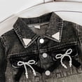thumbnail image 3 of CYRBOKO Girls Denim Outfit Sets, Gradient Elastic Waist Long Sleeve Two-piece Outerwear and Jeans Black Size 5-6 T, 3 of 5