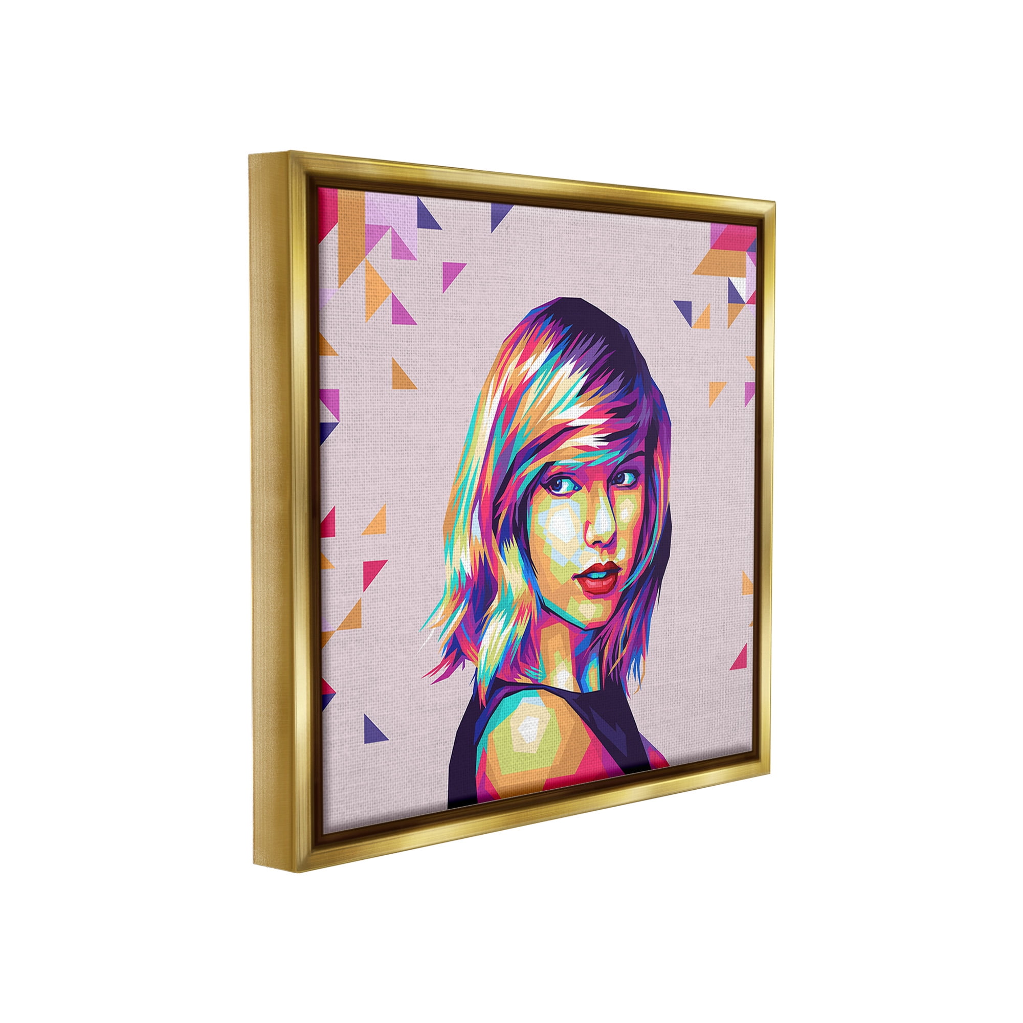 Stupell Industries Pop Icon with Pattern Abstract Painting Gold Floater Framed Canvas Art Print Wall Art, 25 x 25