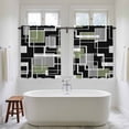 thumbnail image 4 of Sage Green Black Geometric Tier Curtains 54 Inch Length, Modern Abstract Art Block Cafe Short Curtains for Bathroom Over Sink, Small Kitchen Curtain Light Filtering Tiered Drapes 2 Panels 27.5"Wx54"L, 4 of 8