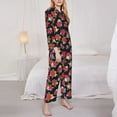 thumbnail image 3 of Picia Red Rose Flower Pattern Women’s Long-Sleeve Sleepwear Set - Soft 2-Piece Loungewear with Pockets, Comfy PJs for Relaxing Nights-XX-Large, 3 of 7