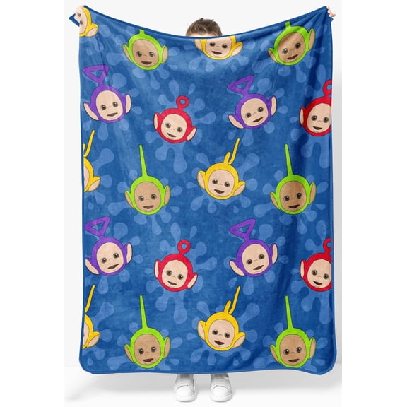 Jay Franco Kids Plush Throw Blanket – Soft & Cozy Fleece Throw for Bedroom & Couch Décor, Official Licensed Product, Blue - Teletubbies, 46x60 - Throw Blanket