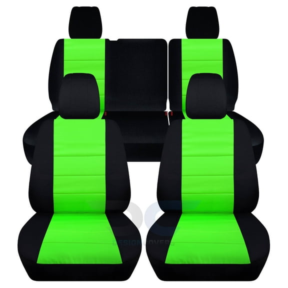 T280-Designcovers Compatible with 2013-2018 Jeep Wrangler JK 4door Two-Tone Seat Covers:Black and Lime Green - Full Set Front&Rear