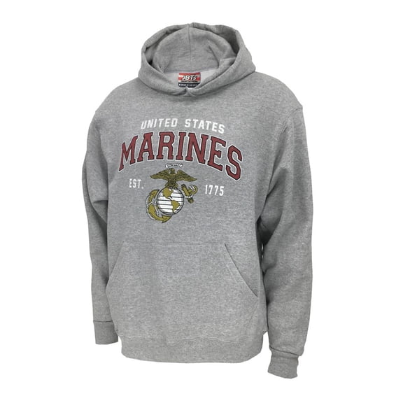 MARINES XL Military Hooded Sweatshirt Sp Grey Adult Men's Women's Long Sleeve Hooded Sweatshirt