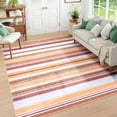 thumbnail image 3 of Astorug 4x6 ft Orange Red Machine Washable Rug Geometric Striped Low-Pile Carpet, Non-Slip Boho Design for Bedroom/Office/Kitchen, 3 of 8