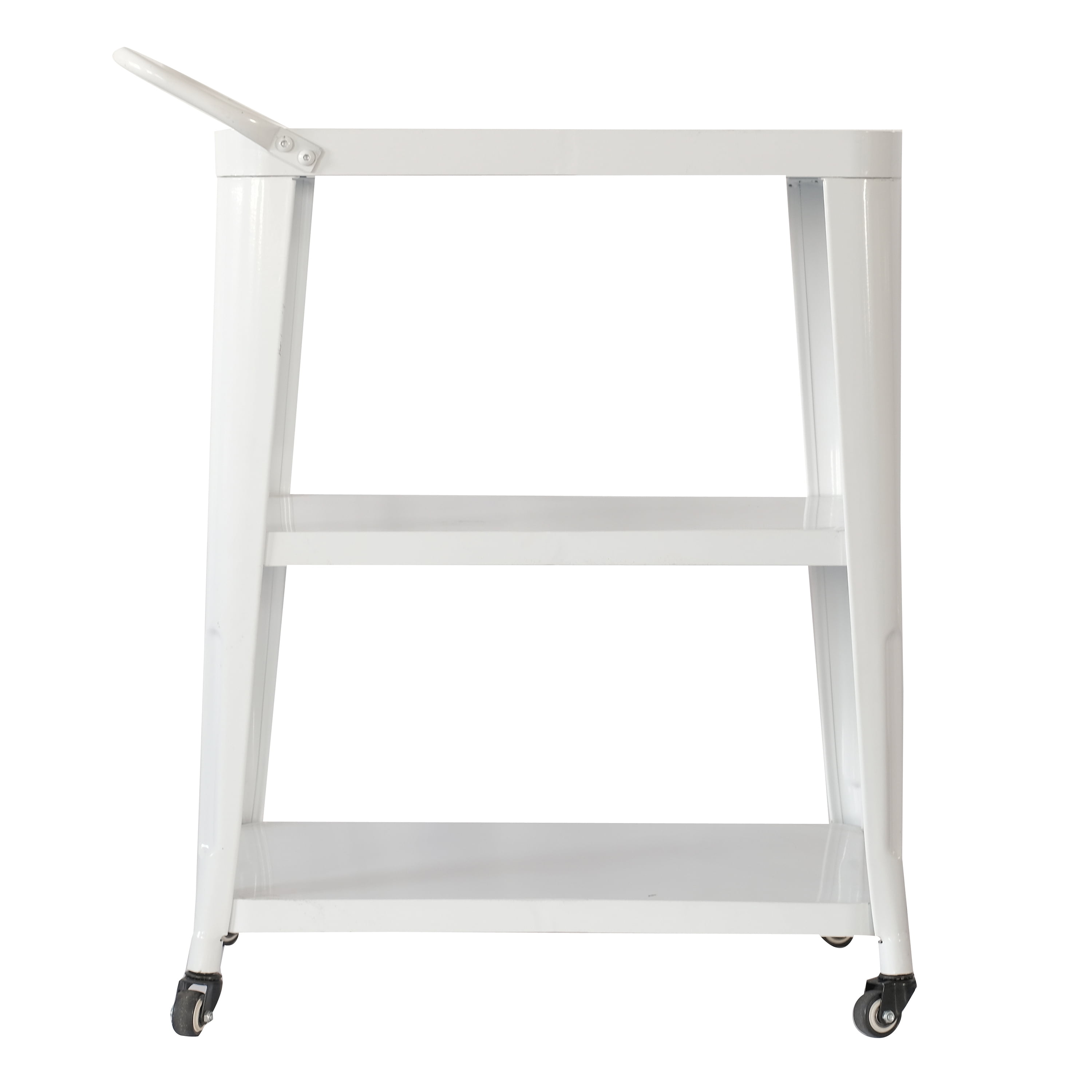 3-Tiered Metal Frame, Industrial Dining Cart with Swivel Wheels, White