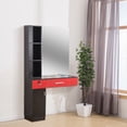 thumbnail image 7 of BarberPub Dressers Black Barber Station Mirror with 2 Stylish Drawers 3036, 7 of 7