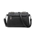 thumbnail image 6 of Gothic Skull Embossed Crossbody Bag with Studded Straps, Black Leather Look, Metal Spikes, 6 of 10