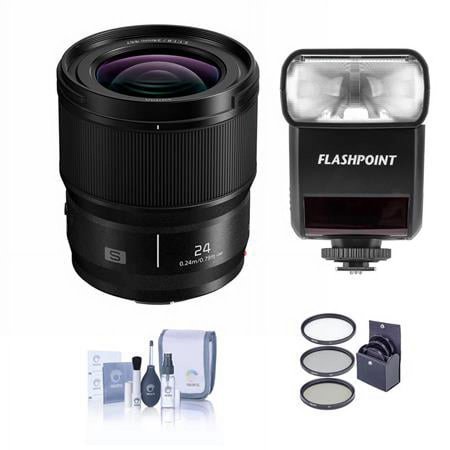 UPC: 0192223194939 | LUMIX S 24mm f/1.8 Lens for Leica L  Bundle with Flashpoint Zoom-Mini TTL R2 Flash  67mm Filter Kit  Cleaning Kit
