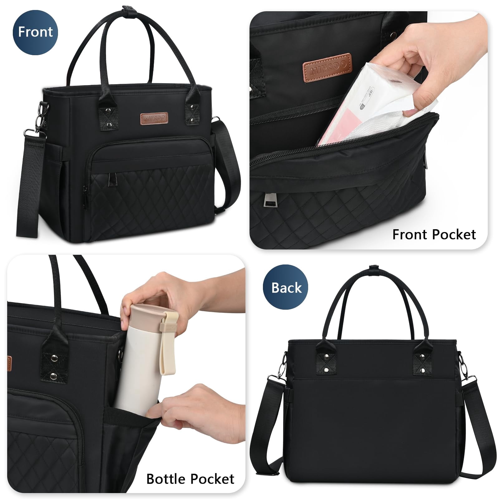 Lunch Bag Box Women - Leakproof Insulated Cooler For Men Large Tote Bags Adults  Black