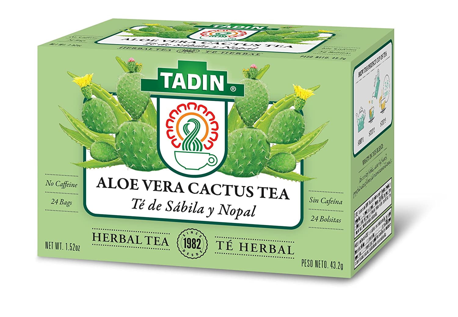 Tadin Herb & Tea Co. Aloe Vera Cactus Tea, Caffeine Free, 24 Tea Bags