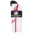 thumbnail image 2 of Baseball Socks with Stitches in Crew Length (White/Red, Small), 2 of 2
