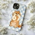 thumbnail image 5 of Blue Checkered Cat Number 6 & 7 Phone Case, Cute Cartoon Kitty with Daisy Flowers, Fun Animal Birthday Style Protective Cover for iPhone 17 16 15 14 13 12 11 Pro Plus Mini, 5 of 6
