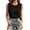 #0152-Black, variant on Tank Tops for Women Round Neck Ruffle Trim Side Drawstring Hem Plain Crinkle Fabric Sleeveless Tops for Women Cropped Fit Everyday Casual Stretchy Camisole Tops for Women