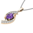thumbnail image 4 of Dazzlingrock Collection 8X6mm Oval Amethyst & Round White Diamond Flame Pendant for Women with 18 Inch Silver Chain (0.30 ctw, Color I-J, Clarity I2-I3) in 10K Rose Gold, 4 of 6