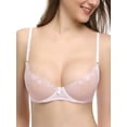 thumbnail image 3 of Deyllo Women's Sexy Lace Bras Push Up 1/2 Half Cup Non-Padded See Through Underwire Demi Valentines Bra, Pink 34A, 3 of 7