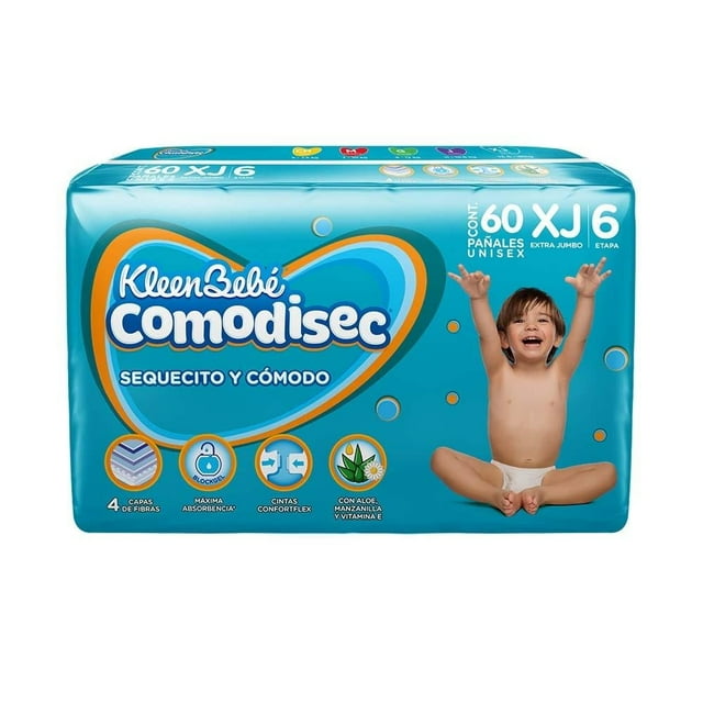 Pañales Kleenbebé Comodisec etapa 6 extra jumbo 60 piezas