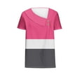 thumbnail image 4 of Womens Short Sleeved Shirt With Checkered Printed Button Casual T-shirt Top, 4 of 4