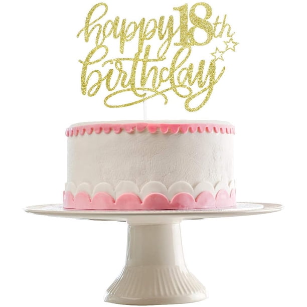 Gold Glittery Happy 18th Birthday Cake Topper- 18th Birthday Party ...