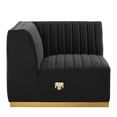 thumbnail image 3 of Modway Conjure Channel Tufted Performance Velvet Left Corner Chair in Gold/Black, 3 of 6