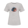 thumbnail image 3 of Camisetas de Manga Corta para las Mujeres Día de la Independencia Impresión Básica Camiseta de Verano, Cuello Redondo Casual Camiseta Blusa, 3 of 4