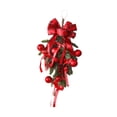 thumbnail image 4 of Corona navideña colgante con forma de árbol al revés, corona navideña, decoración para fiestas navideñas, corona colgante para puerta de entrada, vent Nudo de lazo rojo, 4 of 8