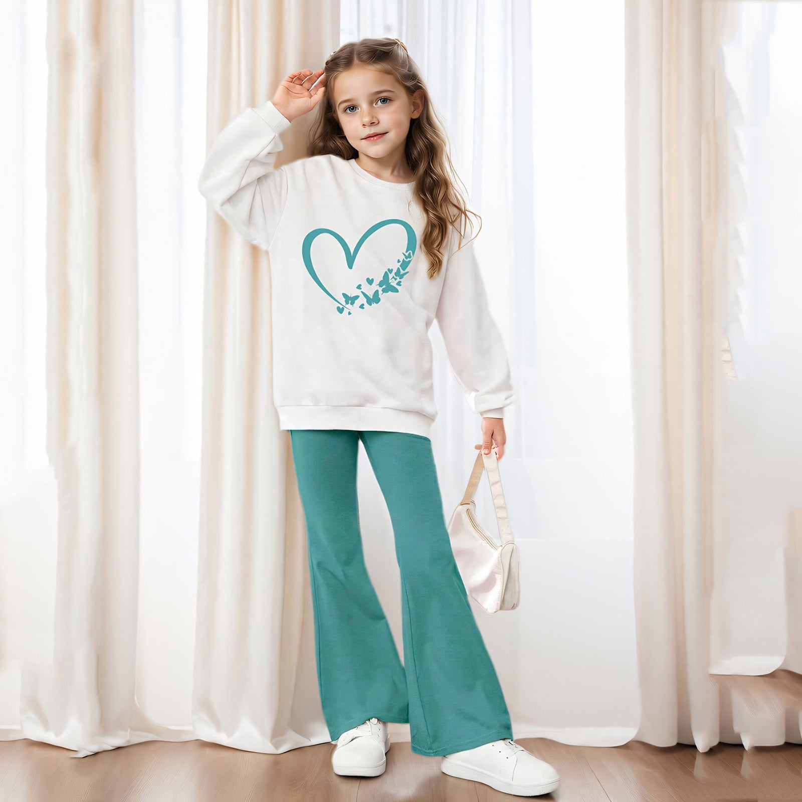 Utlike Girls Outfit Sets Cute Letter Printed Crew Neck Long Sleeve Hoodie And Pants Girls Stylish Clothing Sets Size 9 Years-10 Years