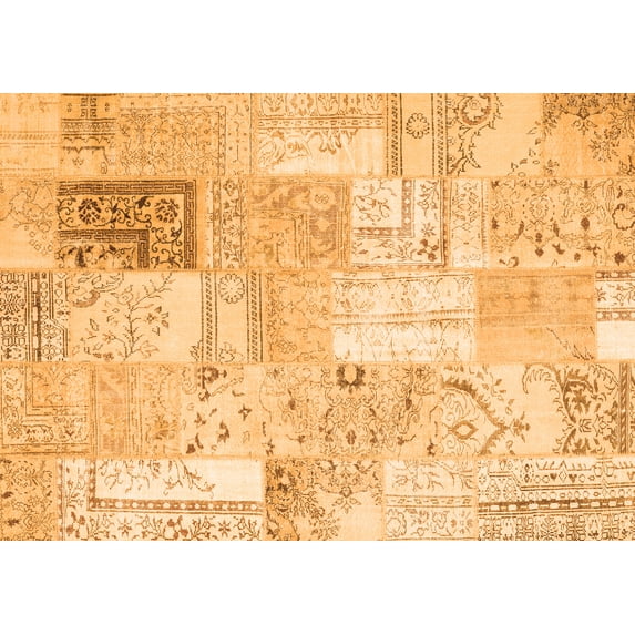 Ahgly Company Indoor Rectangle Patchwork Orange Transitional Area Rugs, 8' x 12'