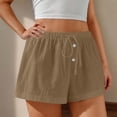 thumbnail image 4 of Clearance Sales Today Sales Prime! lcziwo Solid Shorts for Women Drawstring High Waisted Wide Leg Shorts Comfy Lightweight Casual Summer Beach Shorts with Pockets Khaki S, 4 of 9