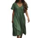 thumbnail image 2 of mfyjkho Vestidos de verano para mujer, Vestido de verano para mujer, de lino, color liso, con mangas cortas y escote en V Vestidos de fiesta para mujer m, 2 of 6